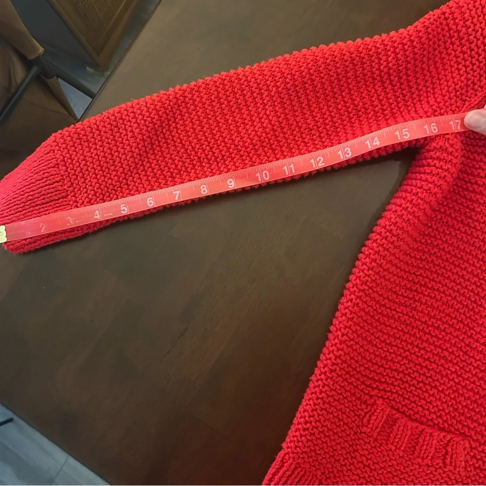 J. Crew Handknit Red Double Breasted Cardigan Chunky Sweater Women’s Size S